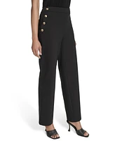 Halston Women's Button-Detailed Mid-Rise Ankle Pants