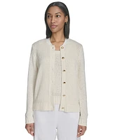 Halston Women's Mixed-Media Button-Front Cardigan