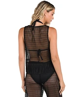 La Blanca Women's Fringe-Trim Sheer Tank Top