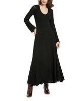 Women's Scoop Neck Long Sleeve Knit Maxi Dress