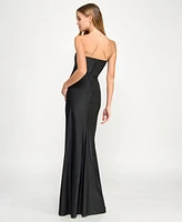City Studios Juniors' Strapless White Tie Gown