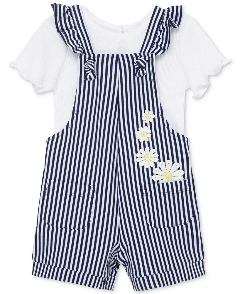 Little Me Baby Girls T-Shirt & Daisy Knit Shortall, 2 Piece Set