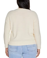 Belldini Plus 3D Floral Crewneck Trim Sweater