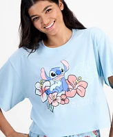 Disney Juniors' Stitch Floral Graphic T-Shirt