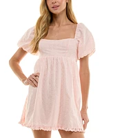 City Studios Juniors' Cotton Eyelet Babydoll Dress