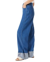 Sam Edelman Women's High-Rise Wide-Leg Turned-Hem Jeans