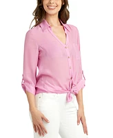 Bcx Juniors' 3/4-Sleeve Tie-Front Gauze Shirt