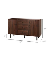 Homcom Retro Sideboard with 2 Cabinets 3 Drawers, Buffet Table