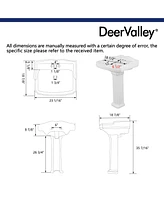 DeerValley 35.5" Tall Rectangular Vitreous China Pedestal Bathroom Sink with Overflow