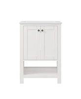 DeerValley 24" Pre-assembled Bathroom Vanity with Sink, White Vanity with Pre-drilled Holes, White.