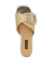 Nine West Women's Laniey Embellished Flat Slide Sandals