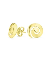 Bling Jewelry Boho Hammered Geometric Swirl Stud Earrings 14K Gold & Sterling Silver