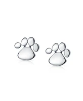 Bling Jewelry Bff Animal Lover Puppy Kitten Foot Print Pet Dog Cat Paw Print Stud Earrings Gold Plated .925 Sterling Silver