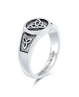 Bling Jewelry Unisex Silver Ring with Viking Celtic Infinity Knot Triquetra Signet Design