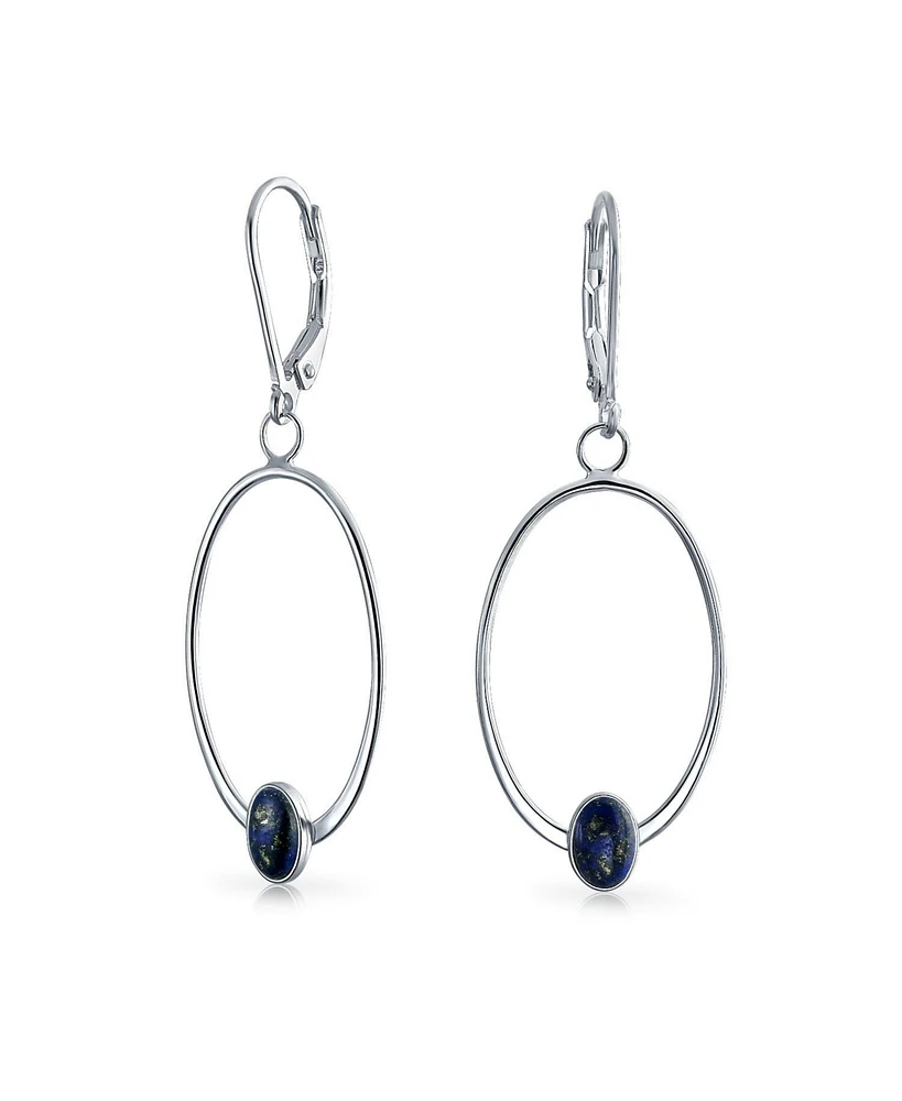 Bling Jewelry Geometric Dangle Earrings with Blue Lapis Lazuli in Sterling Silver