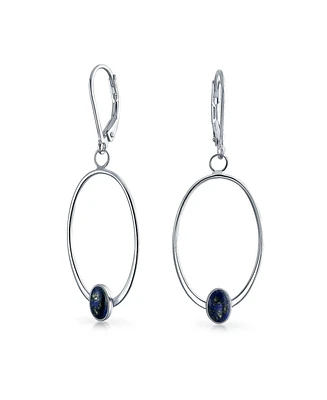 Bling Jewelry Geometric Dangle Earrings with Blue Lapis Lazuli in Sterling Silver