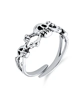 Bling Jewelry Petite Punk Rocker Skull Midi Toe Ring Oxidized Silver Sterling