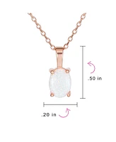 Bling Jewelry Classic Oval Orange Blue White Natural Opal Pendant Necklace in Rose Gold Sterling Silver