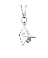 Bling Jewelry Graduate Gift Sterling Silver Pendant Necklace with Graduation Cap Hat Design