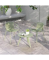 All Weather Pp Patio Conversation Set with Round Coffee table and 2 Chairs