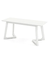 Modern Entryway Bench Long Dining Bench with Rubber Wood Legs