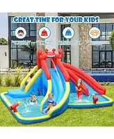 Inflatable Water Slide Crab Dual Slide Bounce House Fun Outdoor Playset for Kids