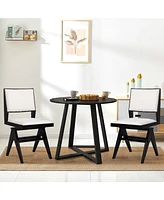 Swivel Wooden Dining Chair Set of 2 with Rubber Wood Frame and Padded Seat