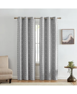 Elrene Home Fashions Kendal Geometric Embroidered Blackout Window Curtain Panel