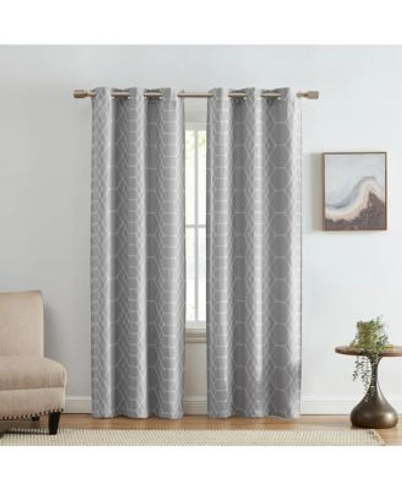 Elrene Home Fashions Kendal Geometric Embroidered Blackout Window Curtain Panel Set Of 2