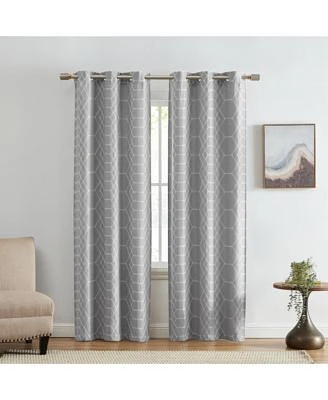 Elrene Home Fashions Kendal Geometric Embroidered Blackout Window Curtain Panel Set Of 2