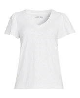 Lands' End Women's Plus Slub Flutter Sleeve V-Neck T-Shirt