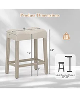Set of 4 Upholstered Counter Height Bar Stools with Curved Saddle Seat Stylish and Comfortable Kitchen Seating
