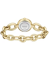 Hugo Boss Women's Live Quartz Slim Ionic Plated Thin Gold-Tone Stainless-Steel Watch, 28mm