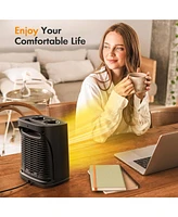 Kismile Portable Electric Space Heater, Small Ceramic Heater Fan with Thermostat, Tip-Over and Overheat Protection,Fast Heating for Home/Office,1500W