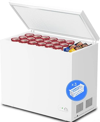 Kismile 7.0 Cubic Feet Chest Freezer with 2 Removable Baskets Free Standing Top Open Door Compact Freezer with Adjustable Temperature for Home/Kitchen