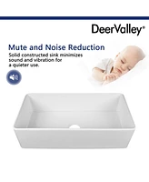 DeerValley 36" L X 18" W Fireclay Rectangular Single Bowl Farmhouse Kitchen Sink with Grid and Strainer