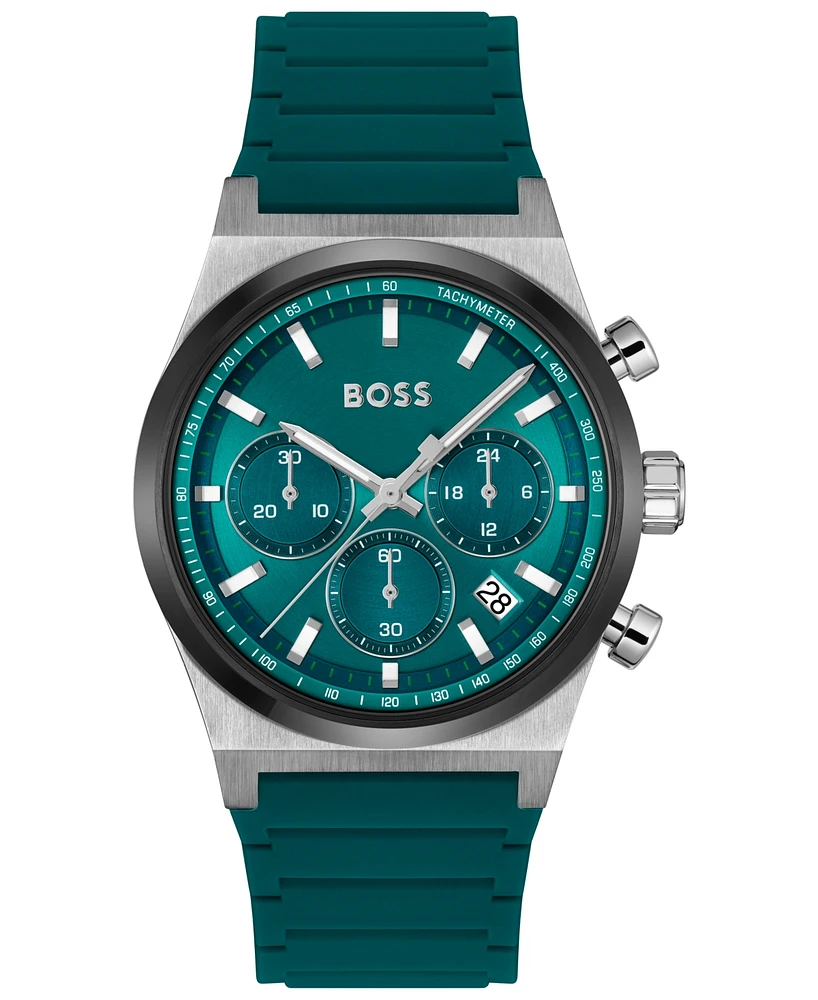 Hugo Boss Men's Candor Quartz Chronograph Green Silicone Watch, 41mm