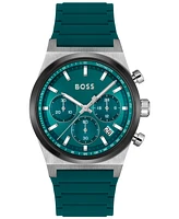 Hugo Boss Men's Candor Quartz Chronograph Green Silicone Watch, 41mm