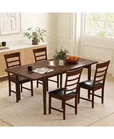 Wooden Dining Chair with Rubber Wood Frame Set of 2