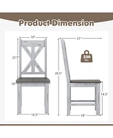 Farmhouse Chair Set of 2 with Rubber Wood Frame and Elegant Hollowed Backrest
