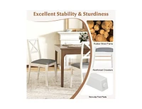 Upholstered Side Dining Chairs Set of 2 with Rubber Wood Frame