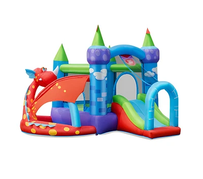 Kids Inflatable Bounce House Dragon Jumping Slide Bouncer Castle Fun Outdoor Playset for Kids