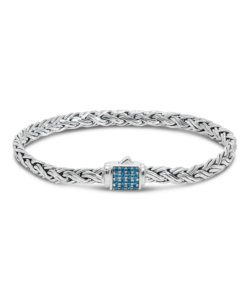 Swiss Blue Topaz & Sterling Silver Paddy Oval 5mm Chain Bracelet