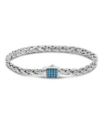 Swiss Blue Topaz Sterling Silver Paddy Oval 5mm Chain Bracelet Medium 7.5 In