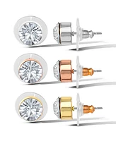 Jessica Simpson Crystal Stud Earrings Set - Trio of Sparkling Styles