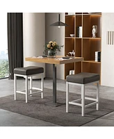 Linen Fabric Saddle Stools Set of 2 with Cushioned Seat