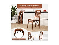 Folding Dining Chairs Set of 2 with Padded Seat and Rubber Wood Frame