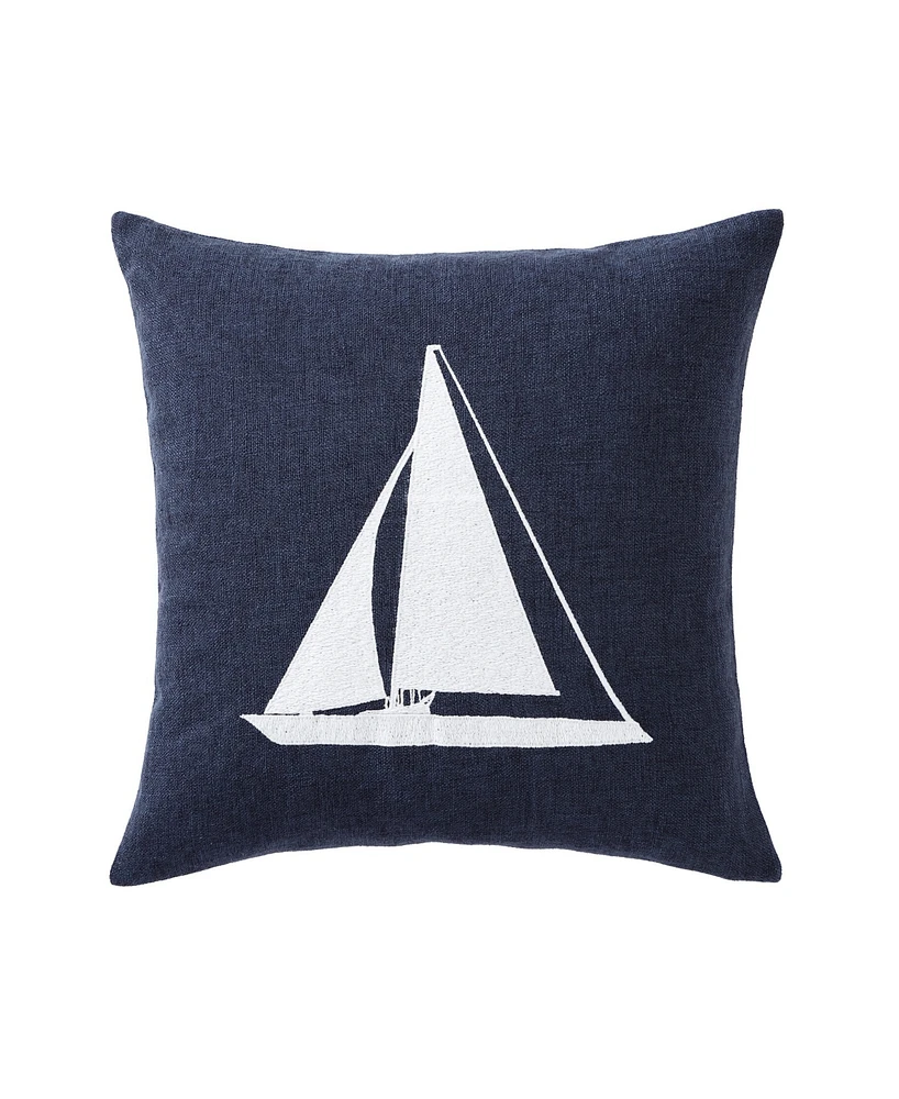 Nautica Sailboat Horizons Embroidered Square Pillow, 20" X 20"