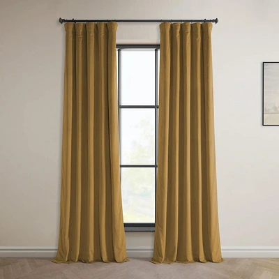 Half Price Drapes Retro Gold Heritage Plush Velvet Room Darkening Curtain