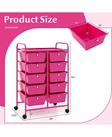 10-Drawer Rolling Storage Cart Versatile and Mobile Storage Solution for Home or Office